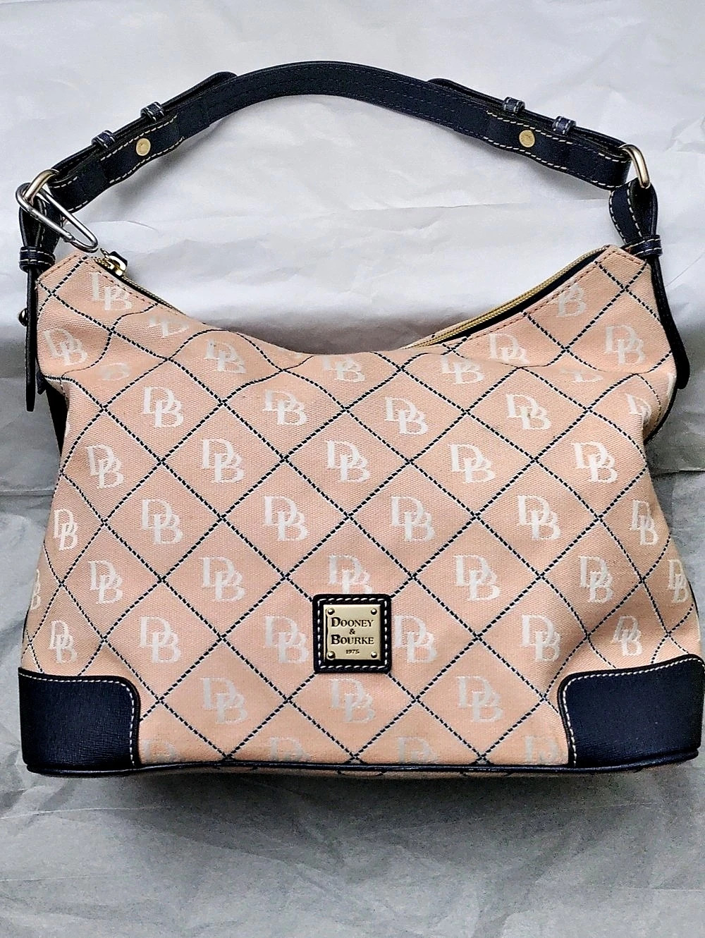 Dooney & Bourke IT Signature Multicolor DB Monogram Pink Mini Hobo Bag